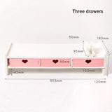 Ins Cute Desktop Computer Monitor Increase Rack Office Girl Heart  Organizer Bedroom Table Shelf Stationery Storage Supplies