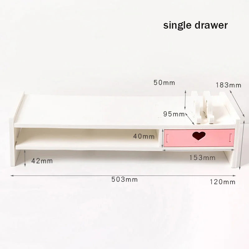 Ins Cute Desktop Computer Monitor Increase Rack Office Girl Heart  Organizer Bedroom Table Shelf Stationery Storage Supplies