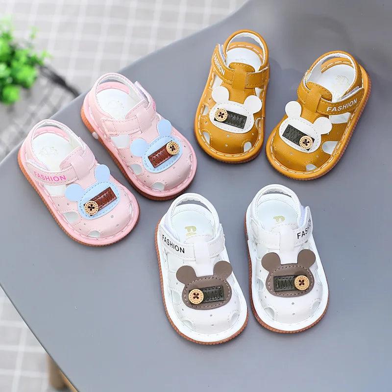 Insole 11-13cm Summer Small Sandals Soft Soled Baby's Walking Shoes Make Sound