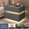 Intelligent Bedside Table With Light Bedroom Full Solid Wood Password Lock Bedside Storage Cabinet Led Light Wireless Charging