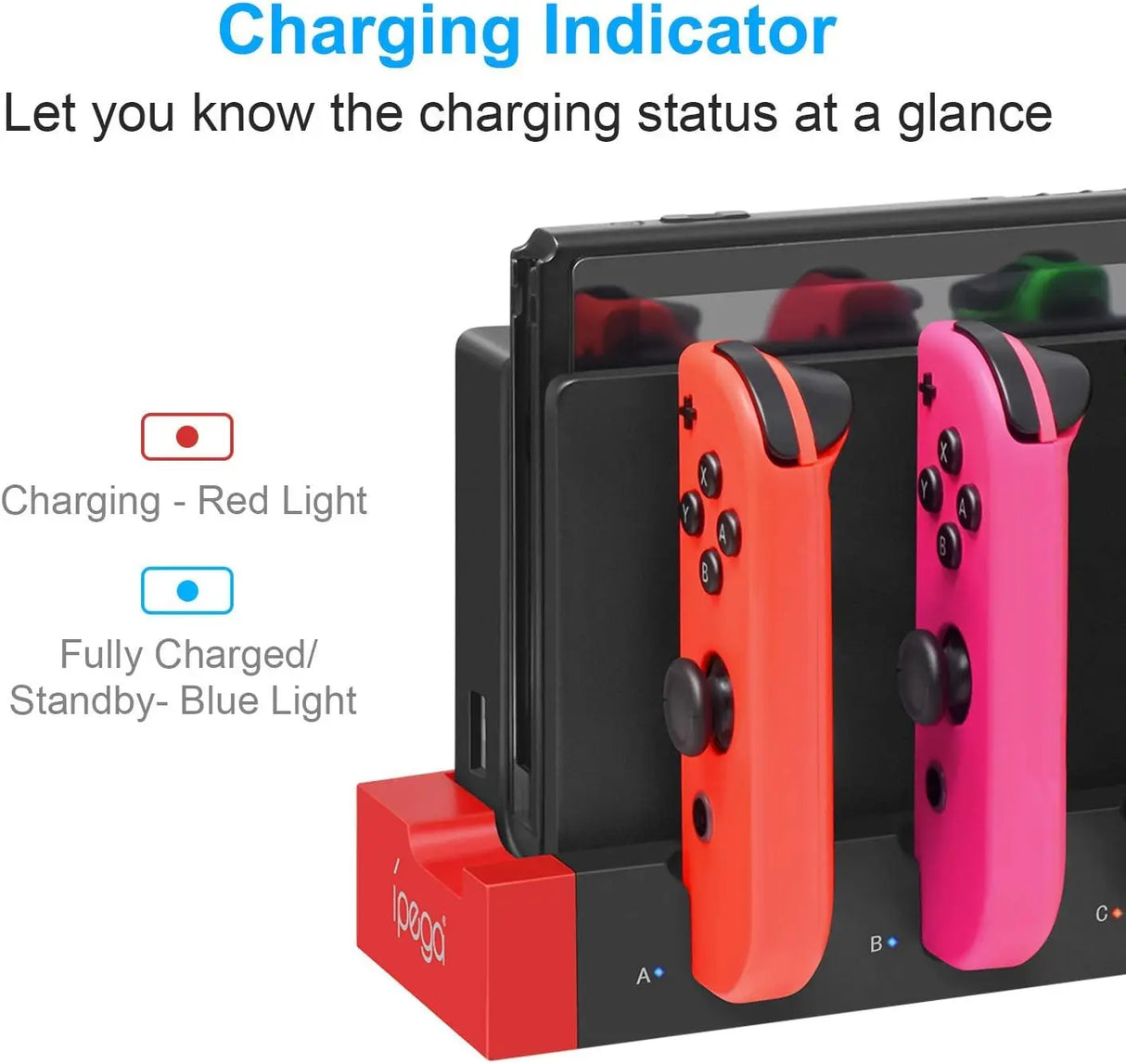 Ipega Joy Con Charger Charging Dock Stand Station Holder for Nintendo Switch Joy-Con Game Console Controller Accessories