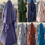 Islamic Prayer Hijab Khimar Muslim Women Niqab Ramadan Overhead Solid Color