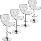 Island Chairs Bar Stools Set of 4 Fashionable Bar Chairs Adjustable PU Leather Swivel Stools Chair with Shell Back BarStools