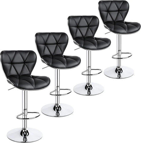 Island Chairs Bar Stools Set of 4 Fashionable Bar Chairs Adjustable PU Leather Swivel Stools Chair with Shell Back BarStools