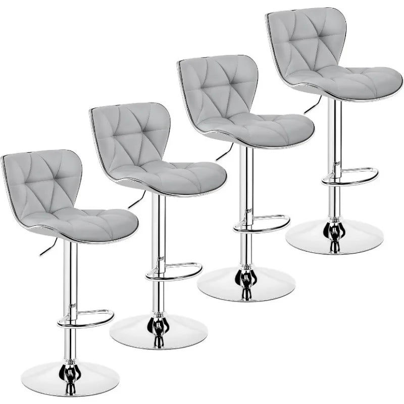 Island Chairs Bar Stools Set of 4 Fashionable Bar Chairs Adjustable PU Leather Swivel Stools Chair with Shell Back BarStools