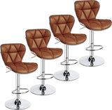 Island Chairs Bar Stools Set of 4 Fashionable Bar Chairs Adjustable PU Leather Swivel Stools Chair with Shell Back BarStools