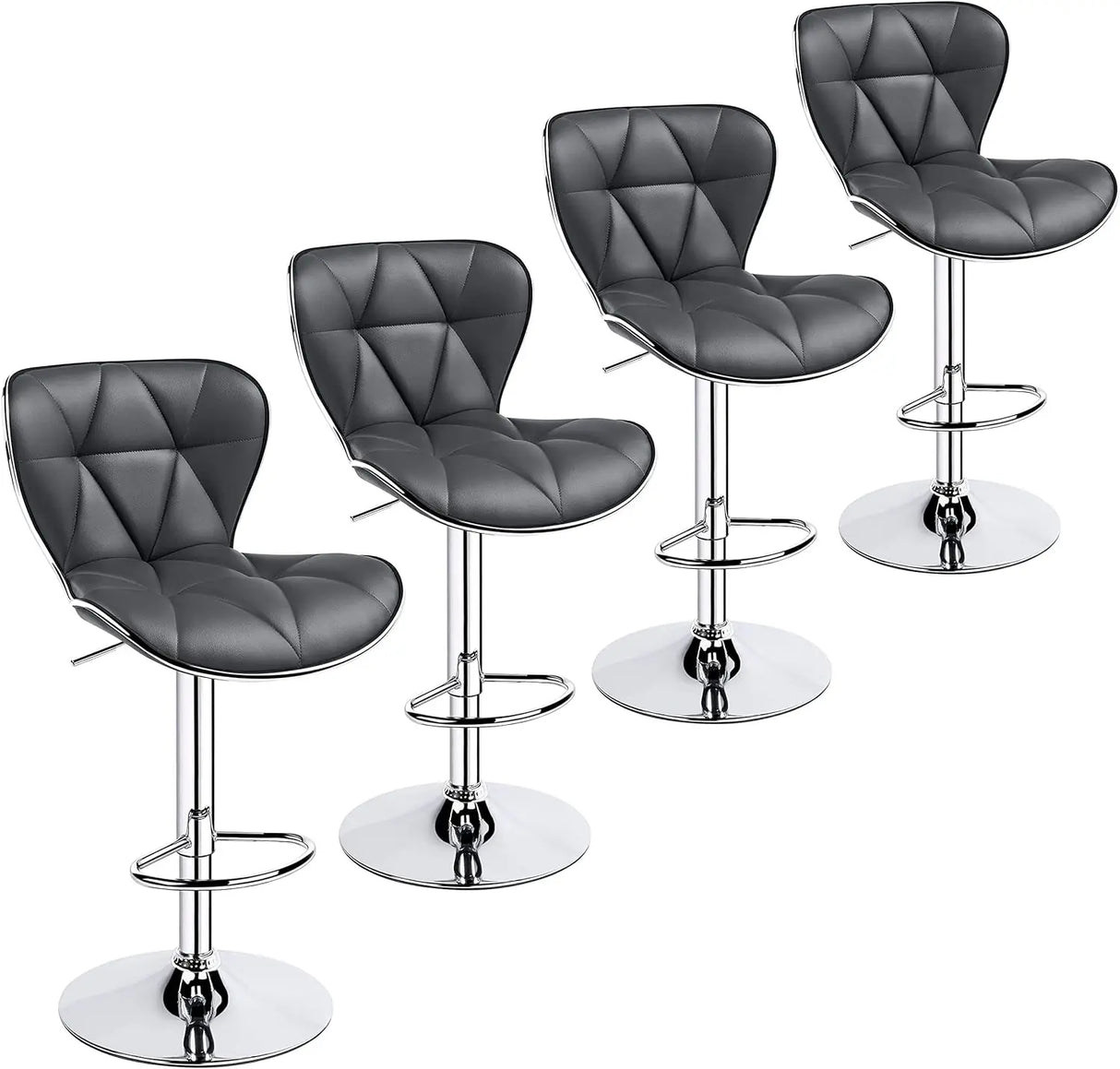 Island Chairs Bar Stools Set of 4 Fashionable Bar Chairs Adjustable PU Leather Swivel Stools Chair with Shell Back BarStools