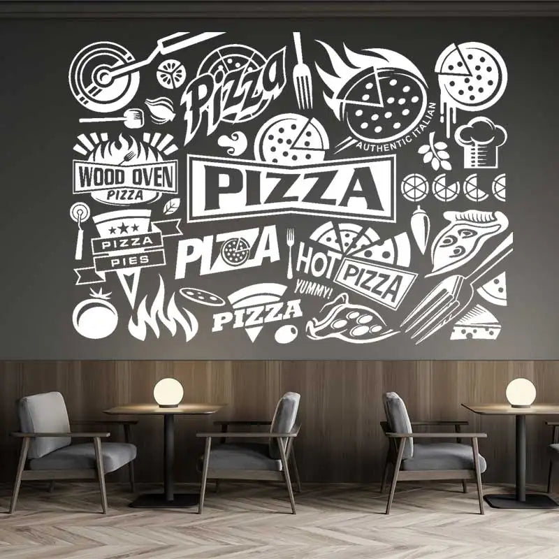 Italian Food Commercial Pizzeria Vinyl Wall Stickers Pizza Restaurant Doors And Windows Shop Signboard Decorative Stickers Gifts