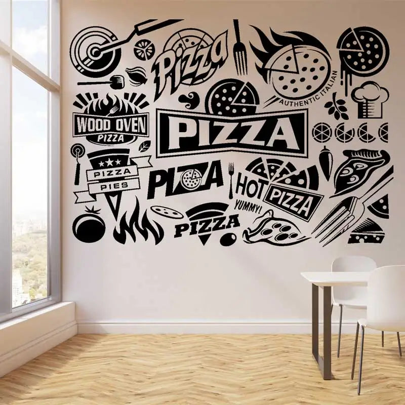 Italian Food Commercial Pizzeria Vinyl Wall Stickers Pizza Restaurant Doors And Windows Shop Signboard Decorative Stickers Gifts