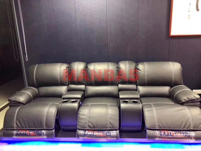 Italian Genuine Leather Electric Reclining Sofa Power Functional Sofa Cama U Shape Big Couch Theater Seats Convertible Salon