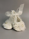 Ivory Lace Baptism Girl Shoes Photography Flower Baby Glitter Pearly Christening Shoes Soft Comfortable Infant Footwear