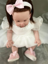 Ivory Lace Baptism Girl Shoes Photography Flower Baby Glitter Pearly Christening Shoes Soft Comfortable Infant Footwear