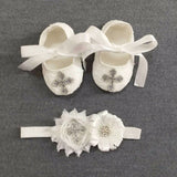 Ivory Lace Baptism Girl Shoes Photography Flower Baby Glitter Pearly Christening Shoes Soft Comfortable Infant Footwear