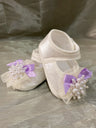 Ivory Lace Baptism Girl Shoes Photography Flower Baby Glitter Pearly Christening Shoes Soft Comfortable Infant Footwear