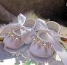 Ivory Lace Baptism Girl Shoes Photography Flower Baby Glitter Pearly Christening Shoes Soft Comfortable Infant Footwear