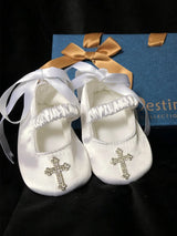 Ivory Lace Baptism Girl Shoes Photography Flower Baby Glitter Pearly Christening Shoes Soft Comfortable Infant Footwear