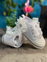 Ivory Lace Baptism Girl Shoes Photography Flower Baby Glitter Pearly Christening Shoes Soft Comfortable Infant Footwear