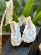 Ivory Lace Baptism Girl Shoes Photography Flower Baby Glitter Pearly Christening Shoes Soft Comfortable Infant Footwear