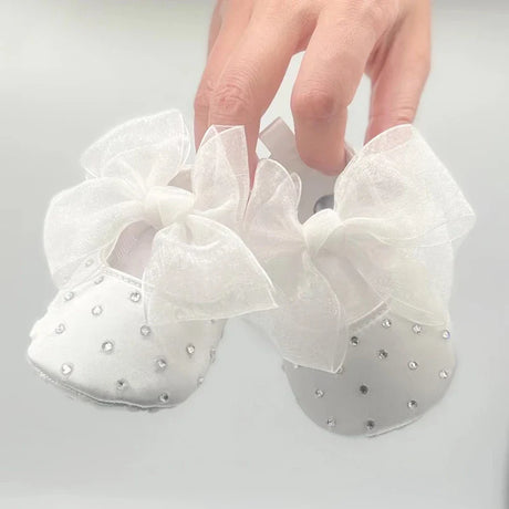 Ivory Lace Baptism Girl Shoes Photography Flower Baby Glitter Pearly Christening Shoes Soft Comfortable Infant Footwear