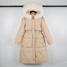 Janveny Large Natural Raccoon Fur Hooded Long Down Coat Women Winter 90% Duck Down Parkas Female Thickness Sash Tie Up Jackets