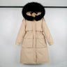 Janveny Large Natural Raccoon Fur Hooded Long Down Coat Women Winter 90% Duck Down Parkas Female Thickness Sash Tie Up Jackets