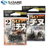 Japan SASAME 50pcs CHINU Hook Barded Fishing Hooks High Carboon Steel Hook Saltwater Fish Hook Twisted Rock Fishing Black Porgy