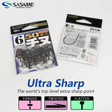 Japan SASAME 50pcs CHINU Hook Barded Fishing Hooks High Carboon Steel Hook Saltwater Fish Hook Twisted Rock Fishing Black Porgy