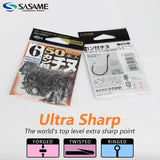 Japan SASAME 50pcs CHINU Hook Barded Fishing Hooks High Carboon Steel Hook Saltwater Fish Hook Twisted Rock Fishing Black Porgy