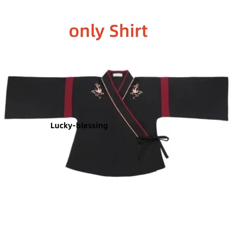 Japanese Dress Kimono Woman Black White Cat Embroidery Skirts Vintage Asian Clothing Yukat Party Anime Cosplay harajuku costume