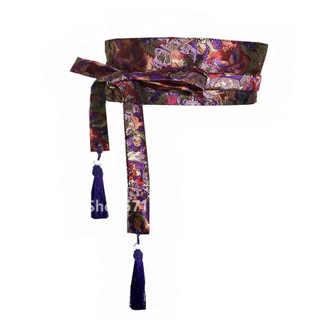 Japanese Embroidery Vintage Style Woman Kimono Belt Elastic Waist Cummerbunds Wide Belt Yukata Dress Crane Floral Haori Men Obi