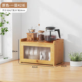 Japanese Simple Meal Side Cabinet Natural Bamboo Kitchen Cabinet Transparent Flip Door Bowl Cabinet Coffee Tea Set Storage Rack