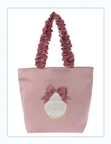 Japanese Style New Handle Lace Shoulder Bag Sweet Handbags for Women Pink Drawstring Bag Lolita Girls Cosmetic Bag