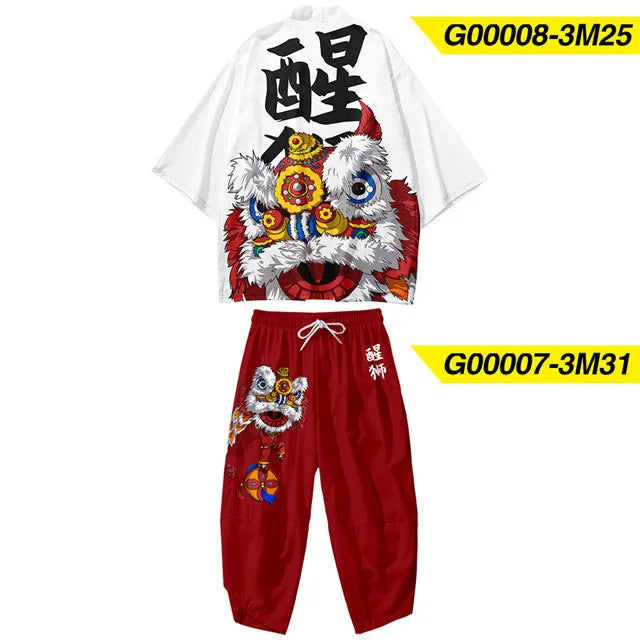 Japanese Traditional Clothing Kimono Pants Men Retro Yukata Asian Fashion Tang Suit Harajuku Hanfu Yukata Jacket