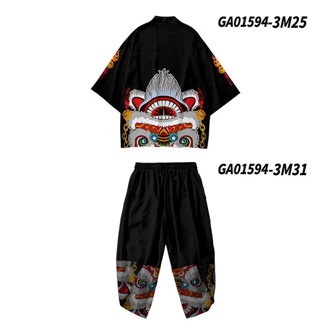 Japanese Traditional Clothing Kimono Pants Men Retro Yukata Asian Fashion Tang Suit Harajuku Hanfu Yukata Jacket