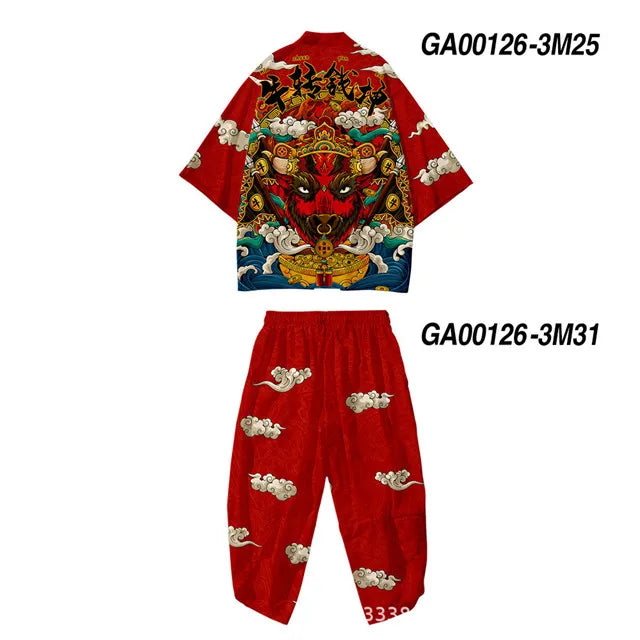 Japanese Traditional Clothing Kimono Pants Men Retro Yukata Asian Fashion Tang Suit Harajuku Hanfu Yukata Jacket