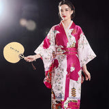 Japanese Traditional Yukata Kimono With Obi Vintage Women Evening Dress Geisha Kimono Vintage Women Stage Show Costume Cosplay