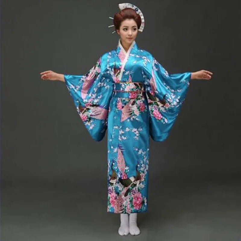 Japanese Traditional Yukata Kimono With Obi Vintage Women Evening Dress Geisha Kimono Vintage Women Stage Show Costume Cosplay