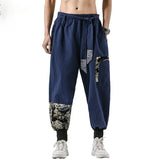 Japanese kimono Men Cotton Linen Samurai Costume Ukiyo-e Print Belt Retro Harem Pants Haori Baggy Trousers Harajuku Hip Hop