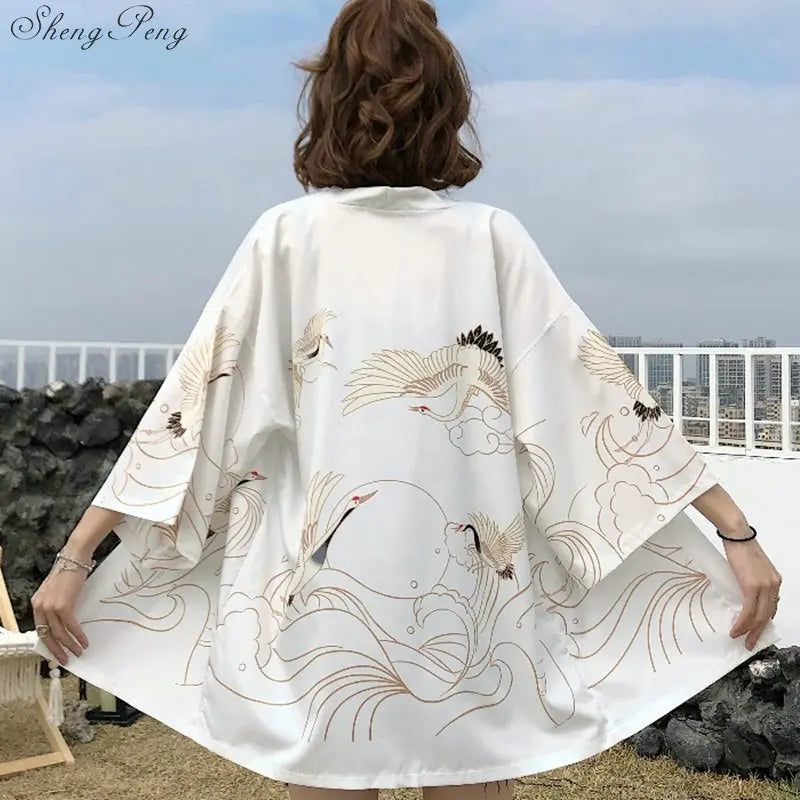 Japanese kimono traditional yukata women kimono cosplay kimono femme traditional japanese kimonos kimono girl Beach Haori V730