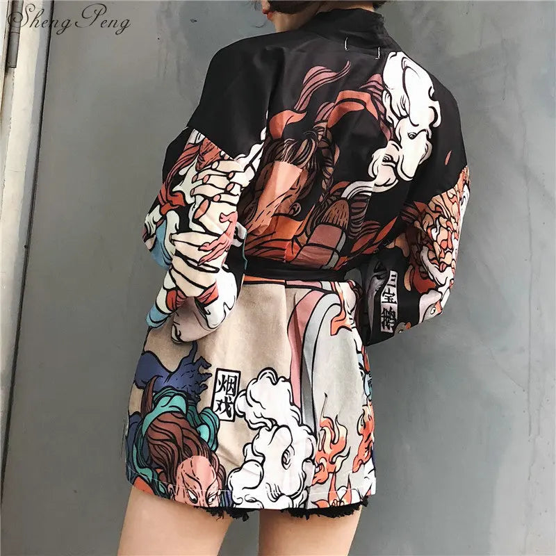 Japanese kimono traditional yukata women kimono cosplay kimono femme traditional japanese kimonos kimono girl Beach Haori V730