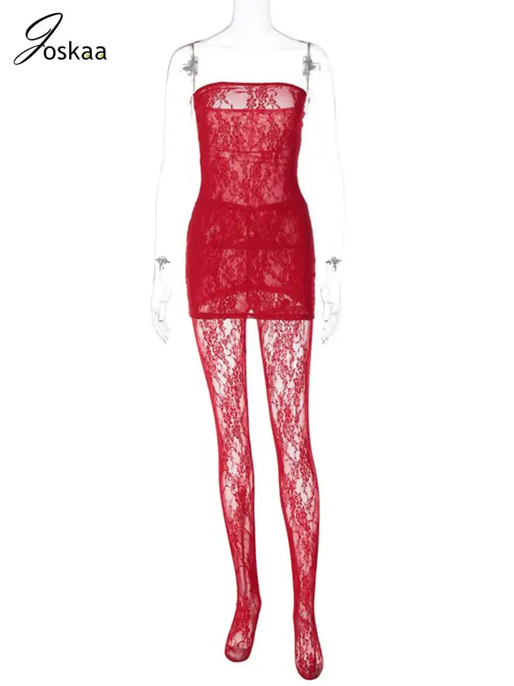 Joskaa Valentines Day Outfit For Women Black Red Lace Baddie 2 Piece Sets Outfits 2023 New Year Sexy Leggings Club Party Outfit