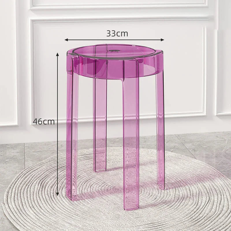 Joylove Transparent Plastic Stool Household Thickened Acrylic Stool Stackable Dining Table Bench Simple Living Room Chair