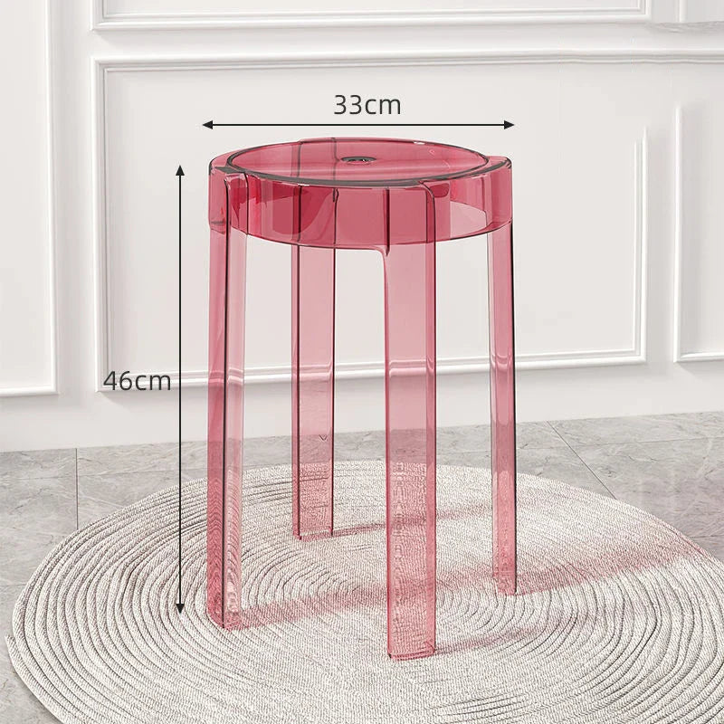 Joylove Transparent Plastic Stool Household Thickened Acrylic Stool Stackable Dining Table Bench Simple Living Room Chair