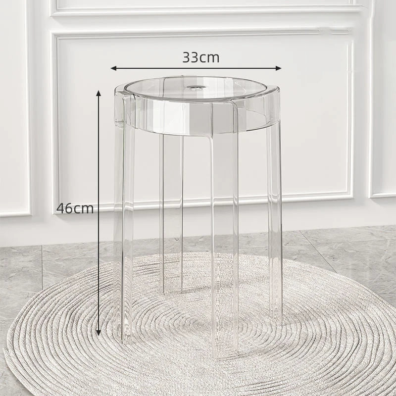 Joylove Transparent Plastic Stool Household Thickened Acrylic Stool Stackable Dining Table Bench Simple Living Room Chair