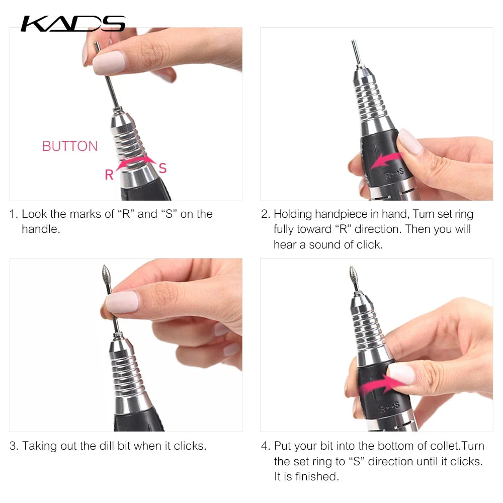 KADS Professional Electric Nail Drill Manicure Machine Apparatus 35W 30000RPM Pedicure Nail Master Tool Milling Cutter File