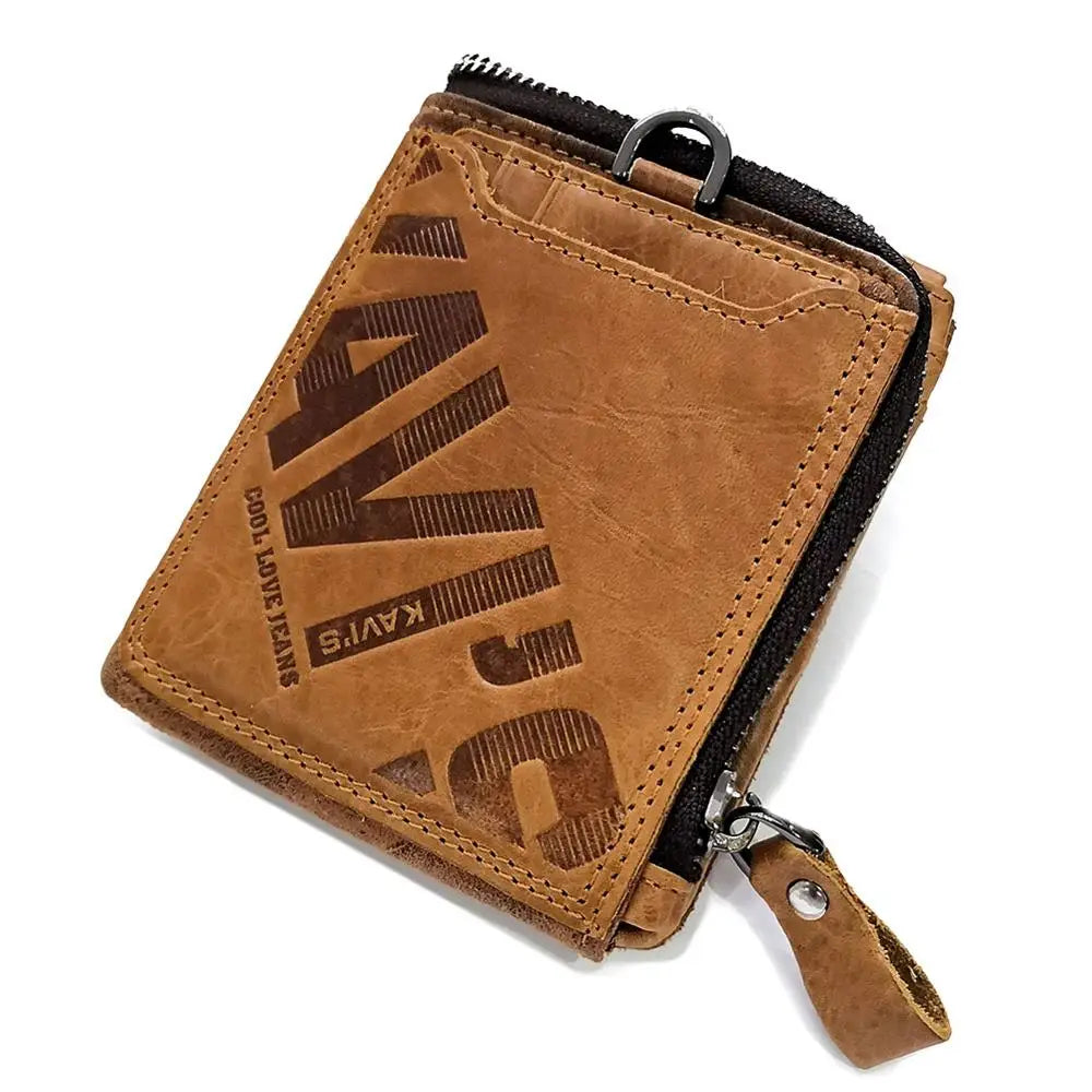 KAVIS Crazy Horse Genuine Leather Wallet Men Coin Purse Male Cuzdan Walet Portomonee PORTFOLIO  Perse Small Pocket money bag