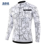 KEMALOCE Cycling Jersey Long Sleeves Men&Women White&Black Cartoon 2024 Bicycle Jersey Team Summer Premium Anti UV Cycle Clothes