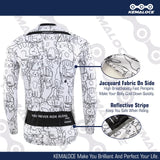 KEMALOCE Cycling Jersey Long Sleeves Men&Women White&Black Cartoon 2024 Bicycle Jersey Team Summer Premium Anti UV Cycle Clothes