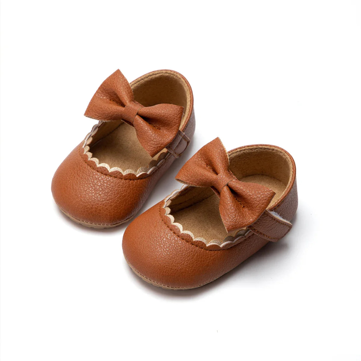 KIDSUN Baby Casual Shoes Infant Toddler Bowknot Non-slip Rubber Soft-Sole Flat PU First Walker Newborn Bow Decor Mary Janes