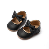 KIDSUN Baby Casual Shoes Infant Toddler Bowknot Non-slip Rubber Soft-Sole Flat PU First Walker Newborn Bow Decor Mary Janes